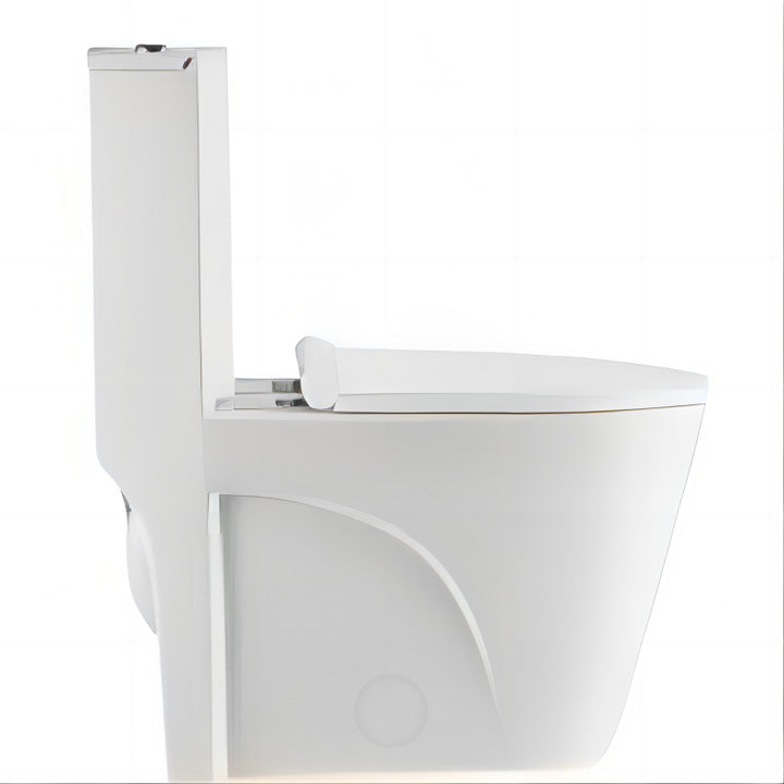 Elongated One-Piece Dual-Flush Toilet Bowl – White, High-Efficiency Flush with Soft-Close Seat 0382