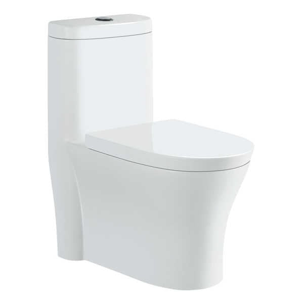 One-Piece Toilet Bowl 832 – White, High-Efficiency Dual Flush with Soft-Close Seat