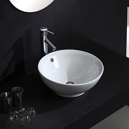 Round Ceramic Vessel Sink – Glossy White Finish 2003