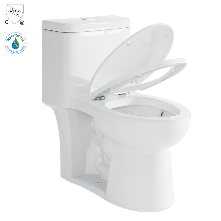 One-Piece Toilet Bowl 2150 – White, High-Efficiency Dual Flush with Soft-Close Seat