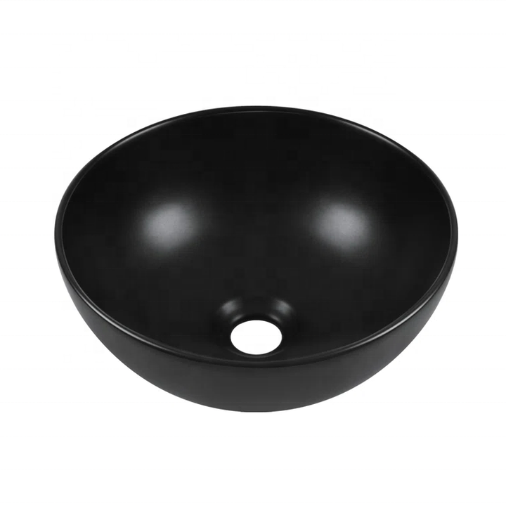 Round Ceramic Vessel Sink – Matte Black Finish 1065B