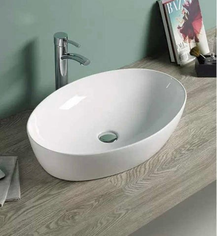 Oval Ceramic Vessel Sink – White Finish K254