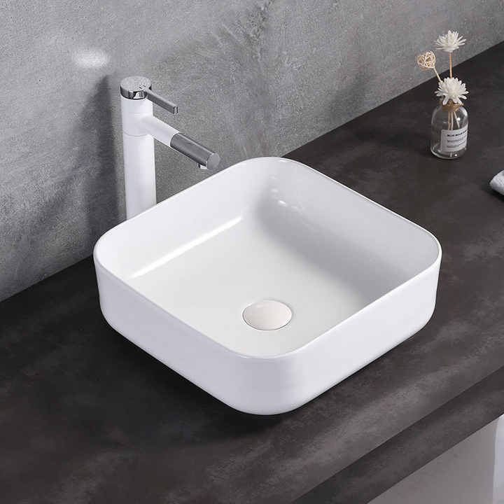 Square Ceramic Vessel Sink – White Finish  2258