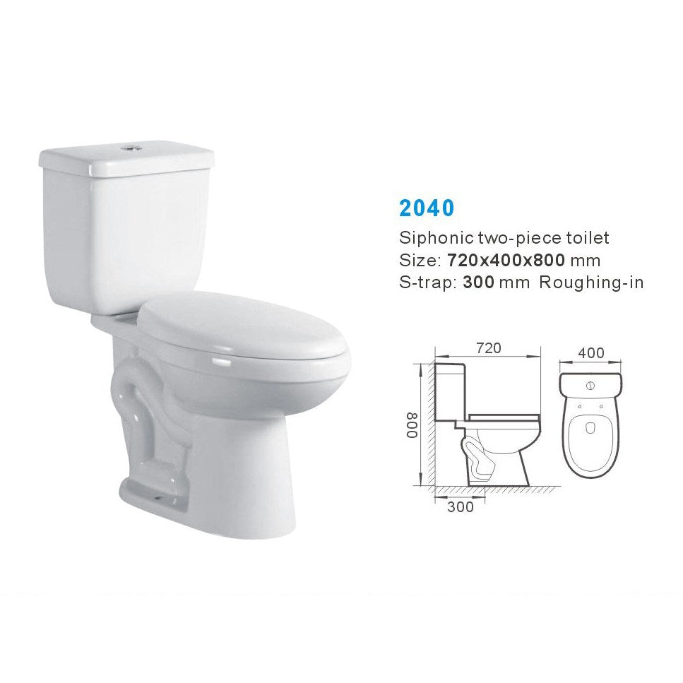 Two-Piece Toilet Bowl 8139A /888 – White, High-Efficiency Flush with Soft-Close Seat