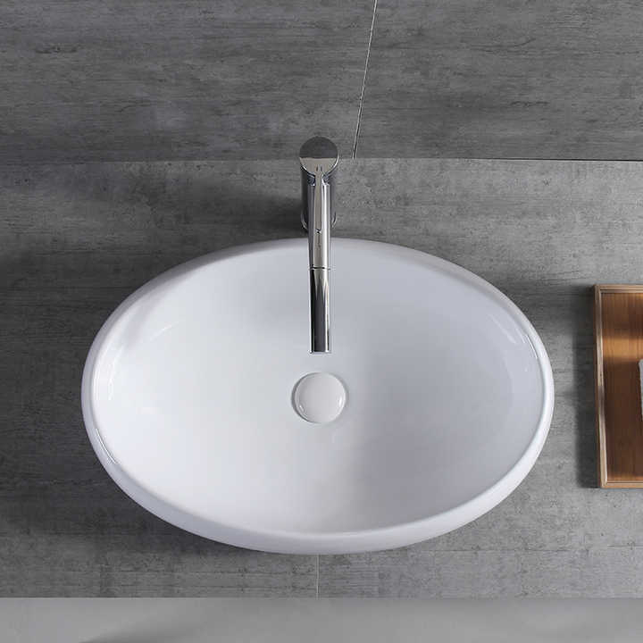 Round Ceramic Vessel Sink – Elevated Edge Design, White Finish 9030B