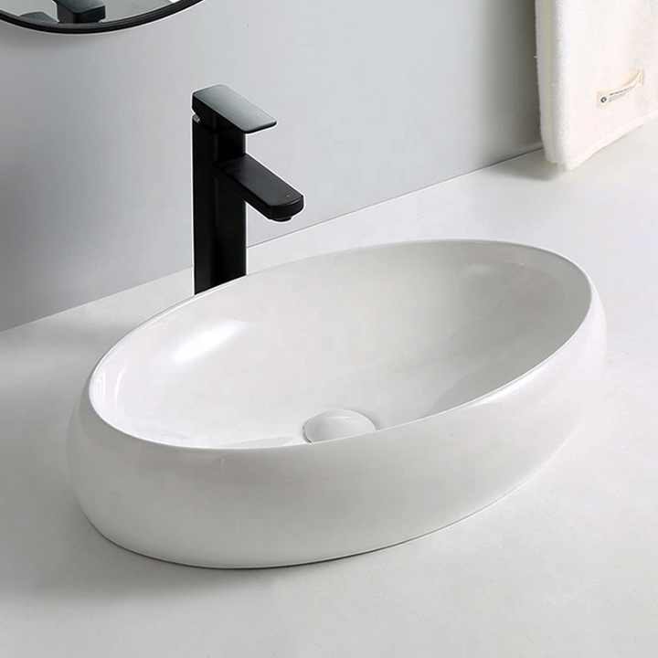 Round Ceramic Vessel Sink – Elevated Edge Design, White Finish 9030B