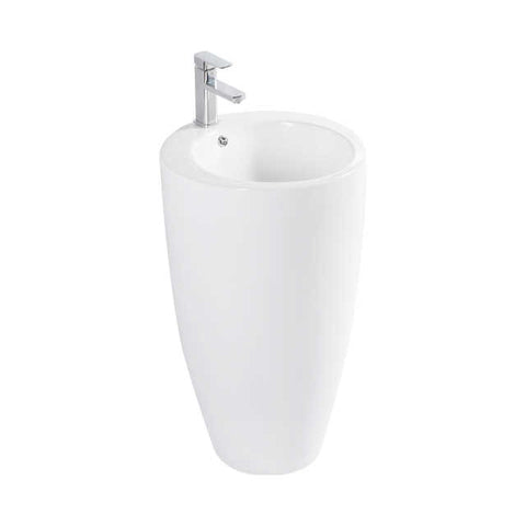 Modern Pedestal Sink – Glossy White Freestanding Design LT-002