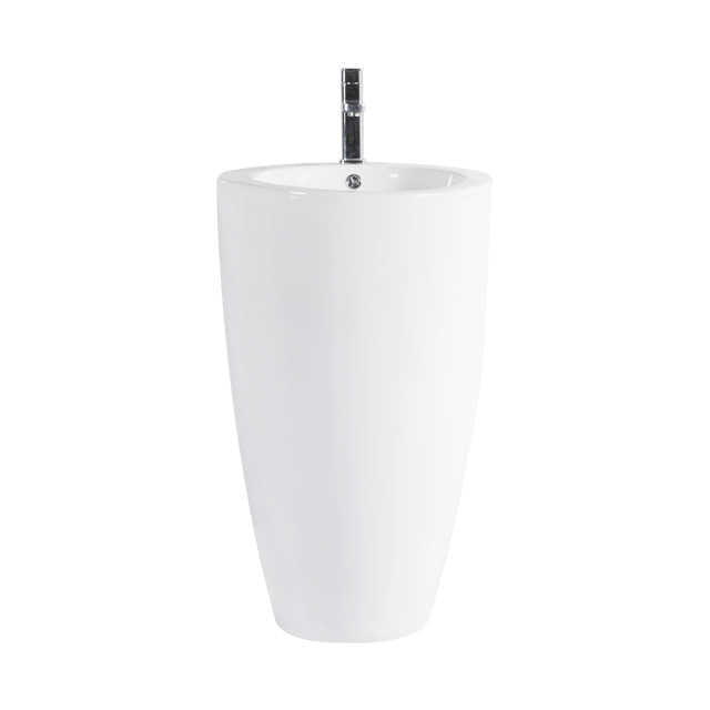 Modern Pedestal Sink – Glossy White Freestanding Design LT-002