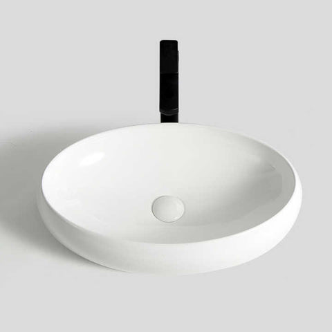 Round Ceramic Vessel Sink – Elevated Edge Design, White Finish 9030B