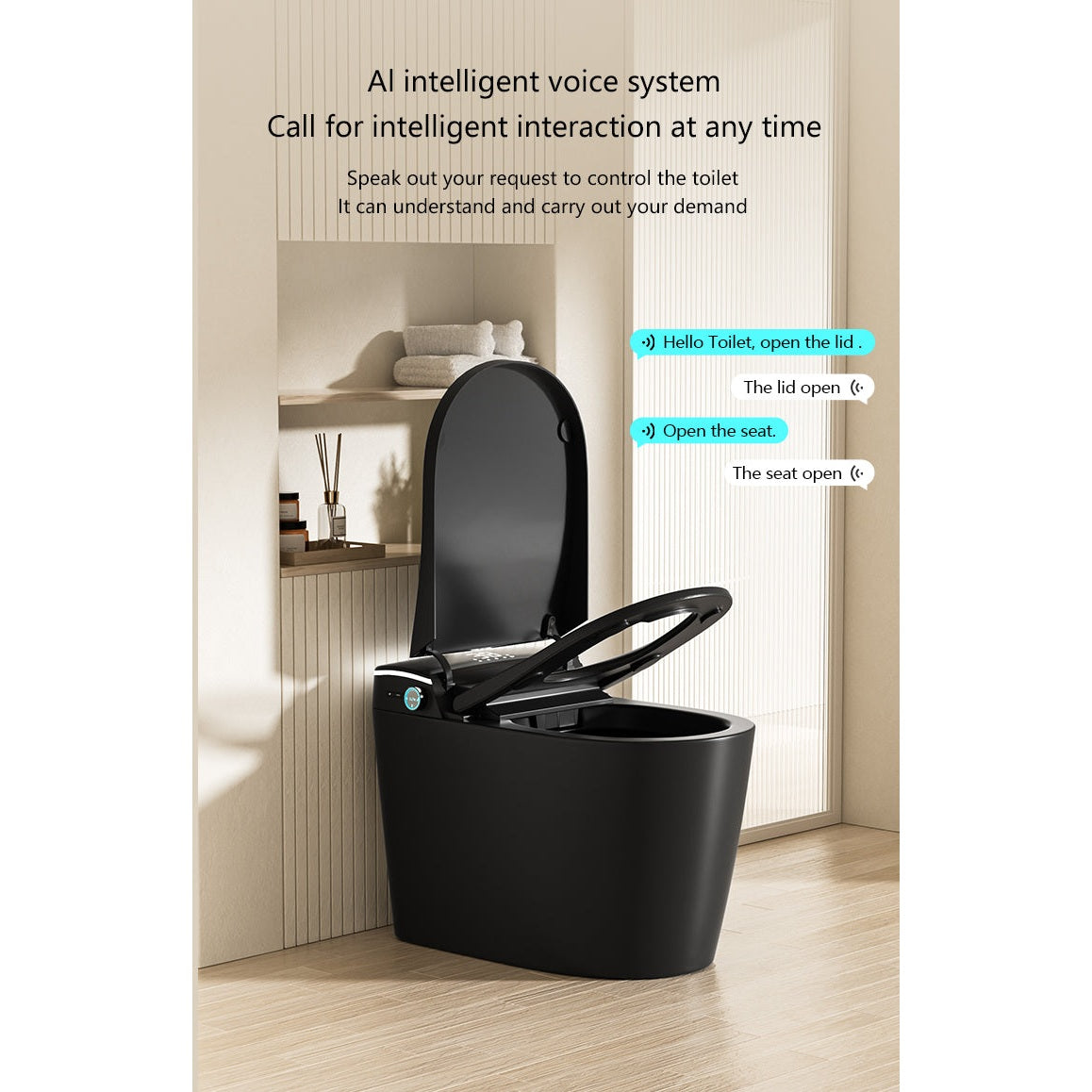 BVT - Smart Toilet, One Piece Bidet Toilet for Bathrooms JN9013B. Black. Remote Control