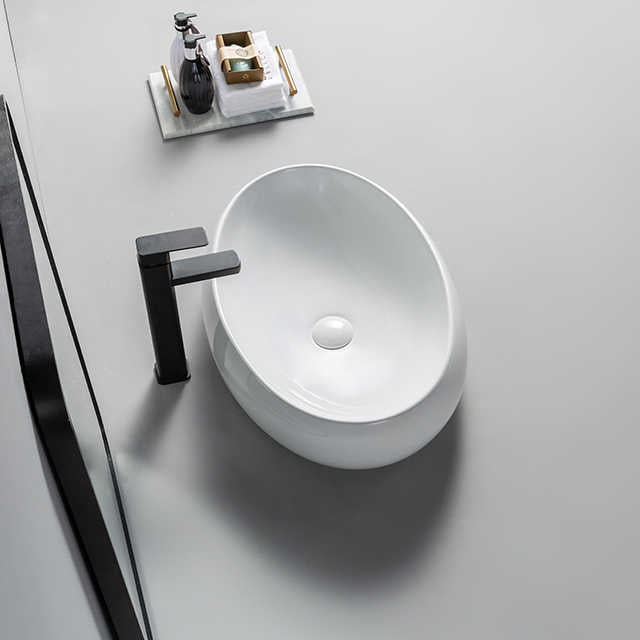 Round Ceramic Vessel Sink – Elevated Edge Design, White Finish 9030B