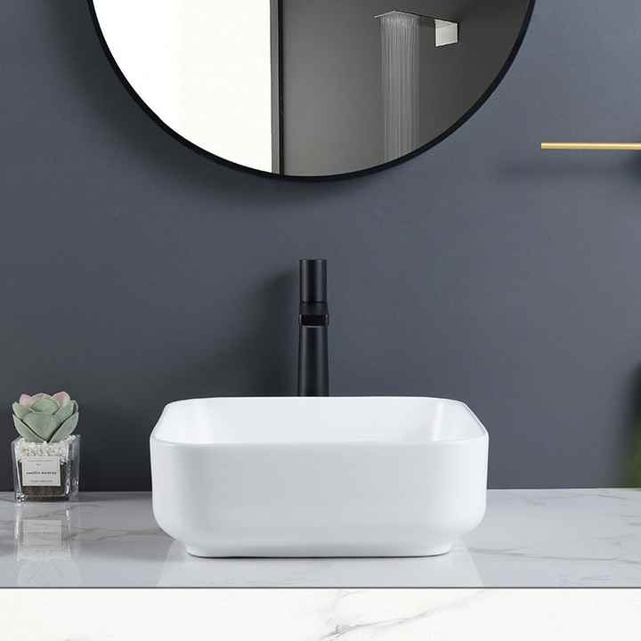 Square Ceramic Vessel Sink – White Finish  2258