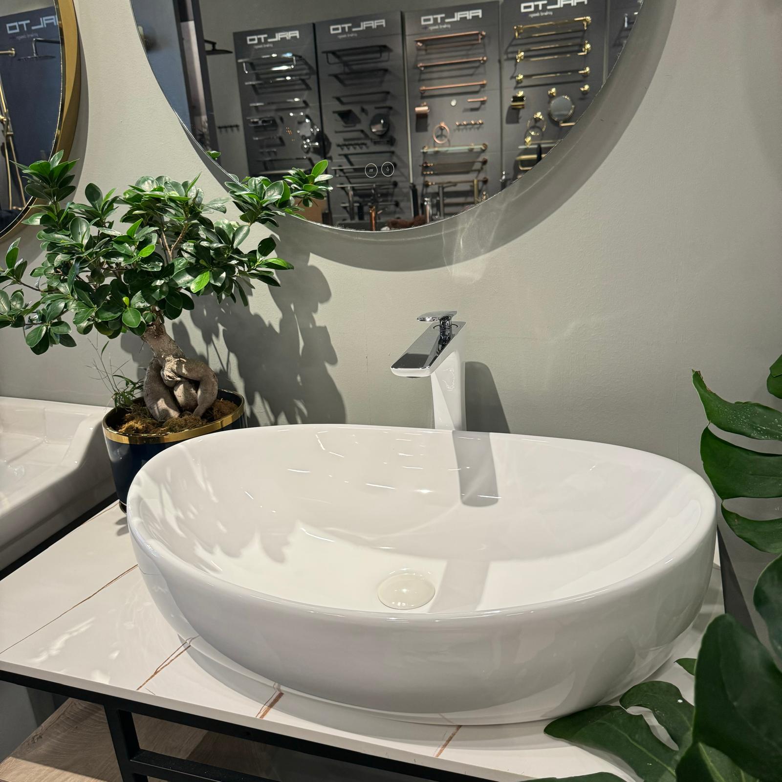 Oval Ceramic Vessel Sink – White Finish K254