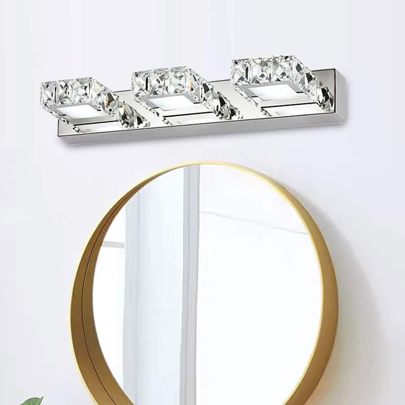 3-Light Crystal LED Wall Fixture – Chrome Finish HT-5199-3