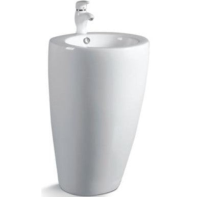 Modern Pedestal Sink – Glossy White Freestanding Design LT-002