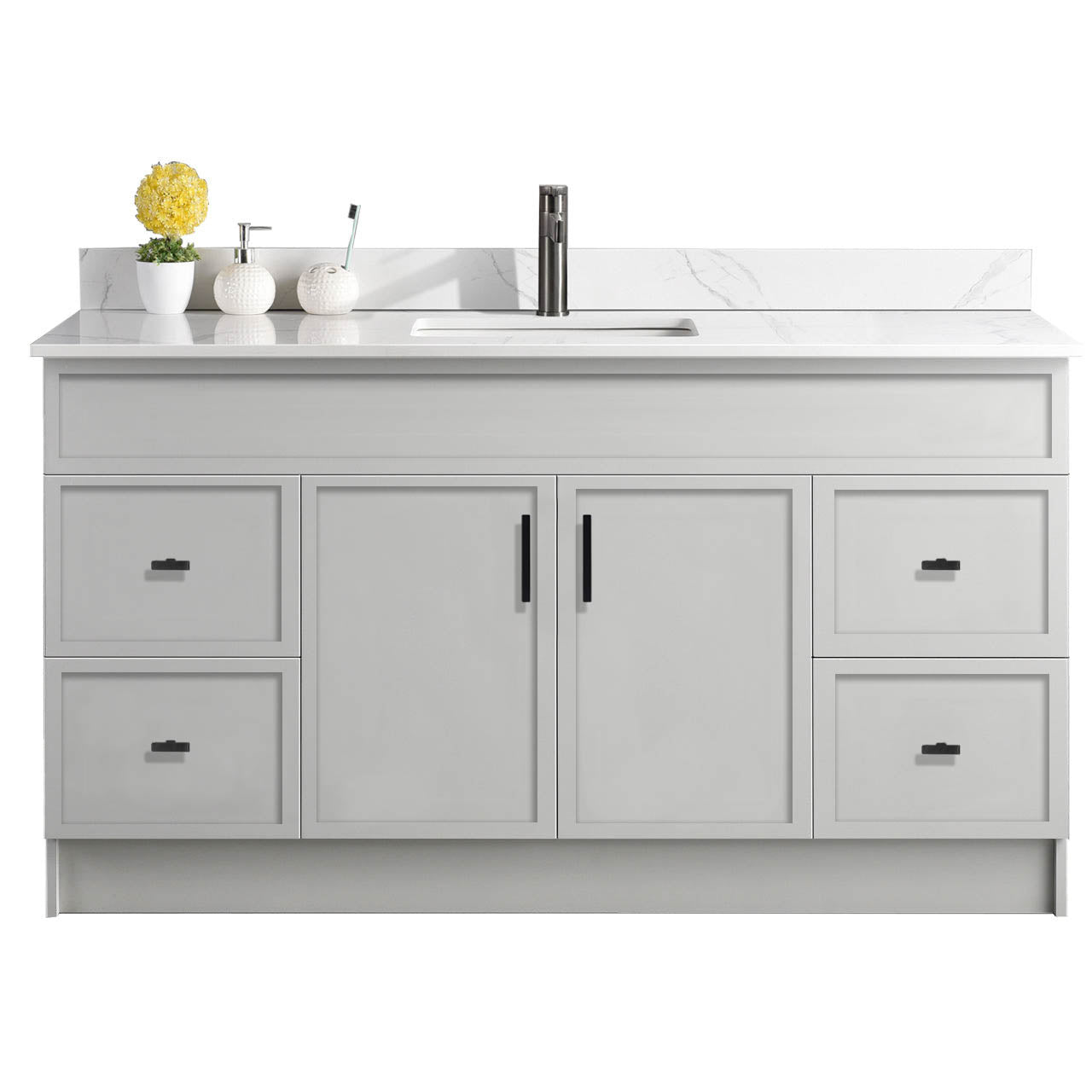 60″ Bathroom Vanity (HDF). Single Sink. Slim Shaker. Free Standing