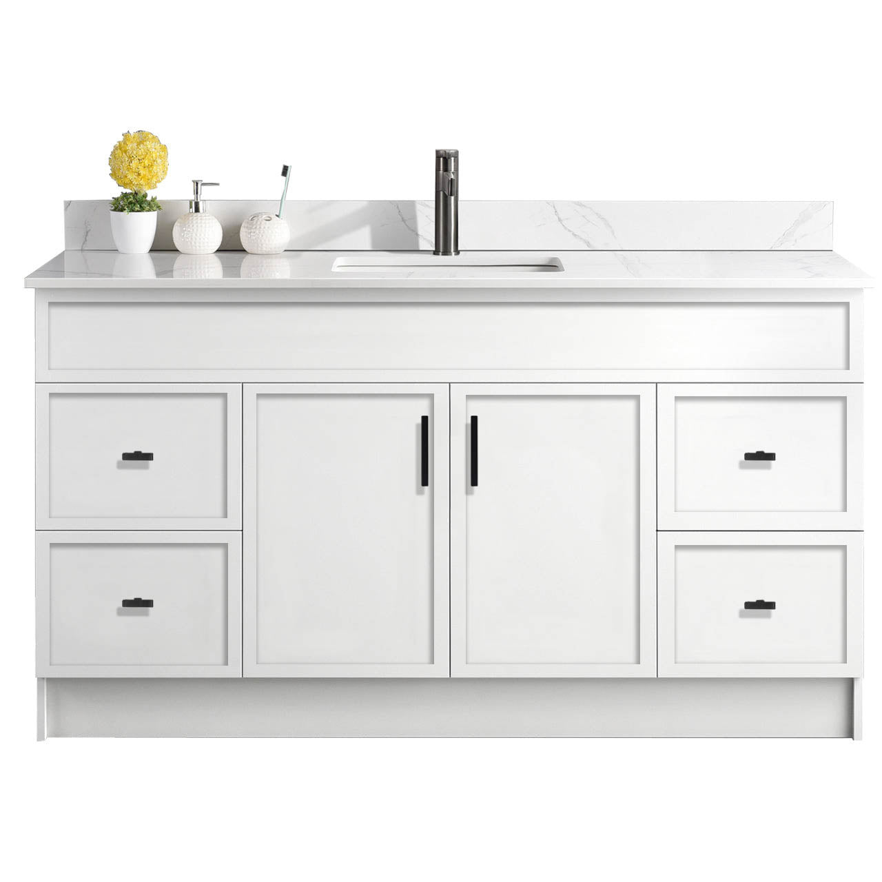 60″ Bathroom Vanity (HDF). Single Sink. Slim Shaker. Free Standing