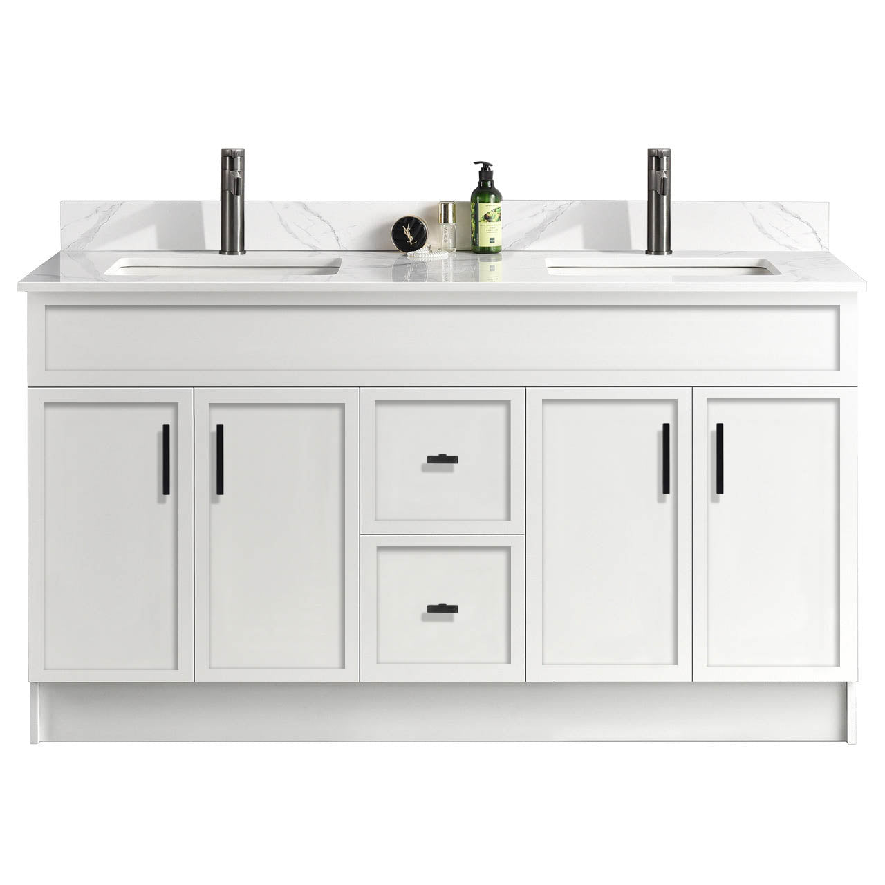 60″ Bathroom Vanity (HDF). Double Sink. Slim Shaker. Free Standing