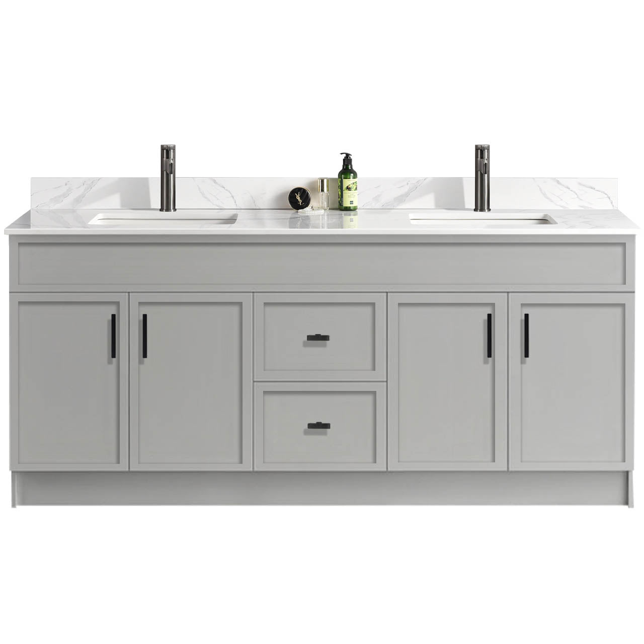 72″ Bathroom Vanity (HDF). Double Sink. Slim Shaker. Free Standing