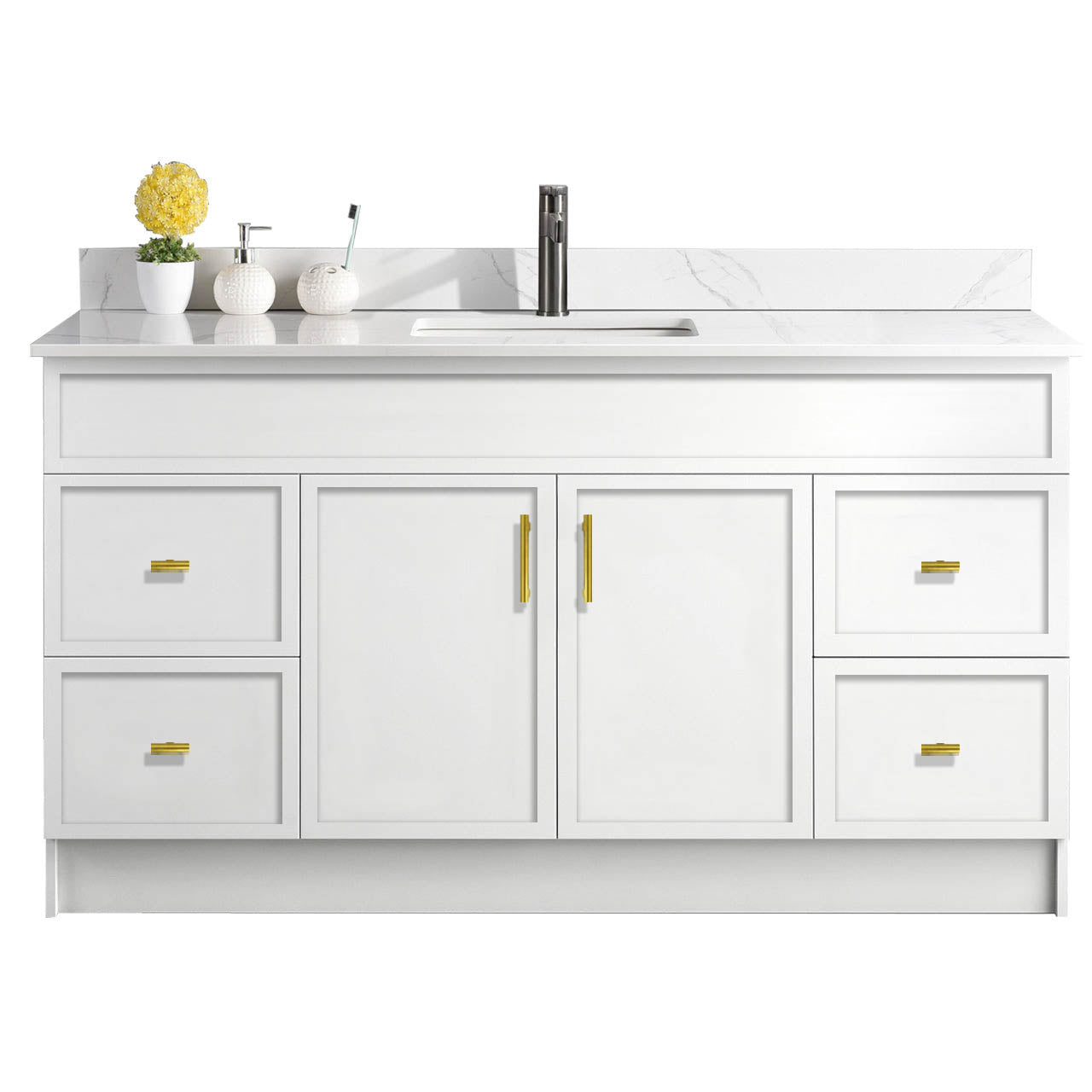 60″ Bathroom Vanity (HDF). Single Sink. Slim Shaker. Free Standing