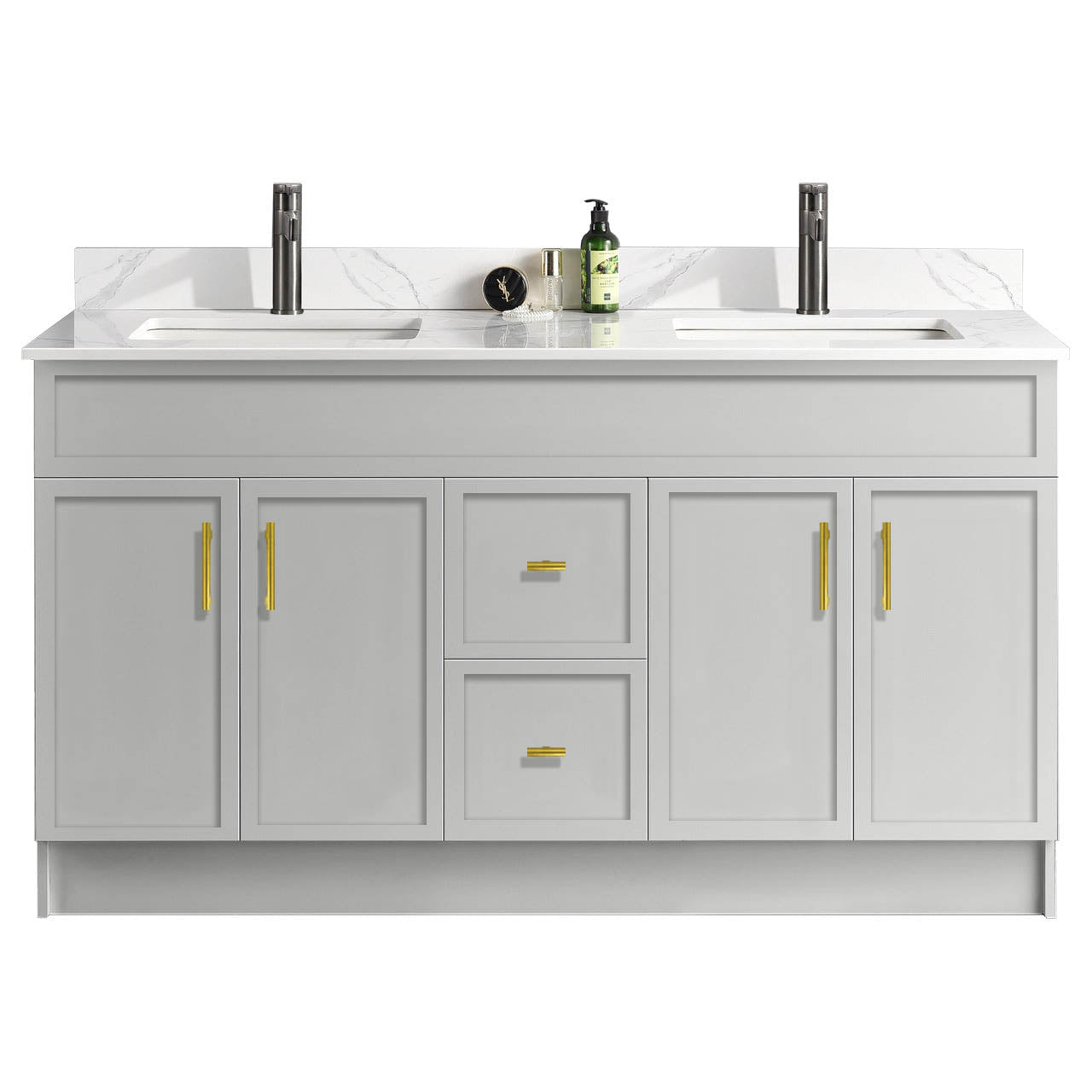 60″ Bathroom Vanity (HDF). Double Sink. Slim Shaker. Free Standing