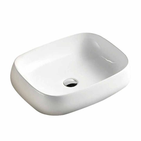 Rectangular Ceramic Vessel Sink – Soft Rounded Design, White Finish 9243