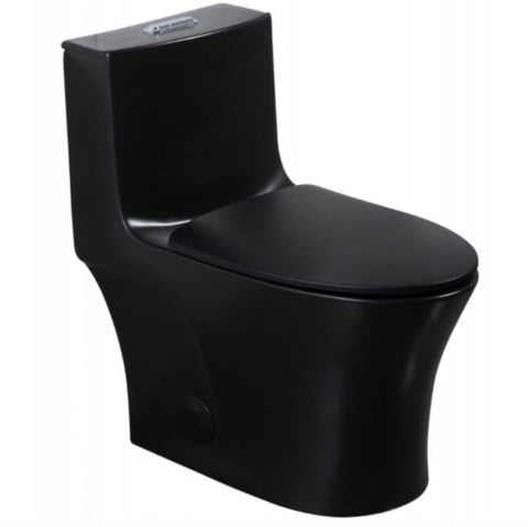 One-Piece Dual-Flush Toilet Bowl – Black, High-Efficiency Flush with Soft-Close Seat 6057-B