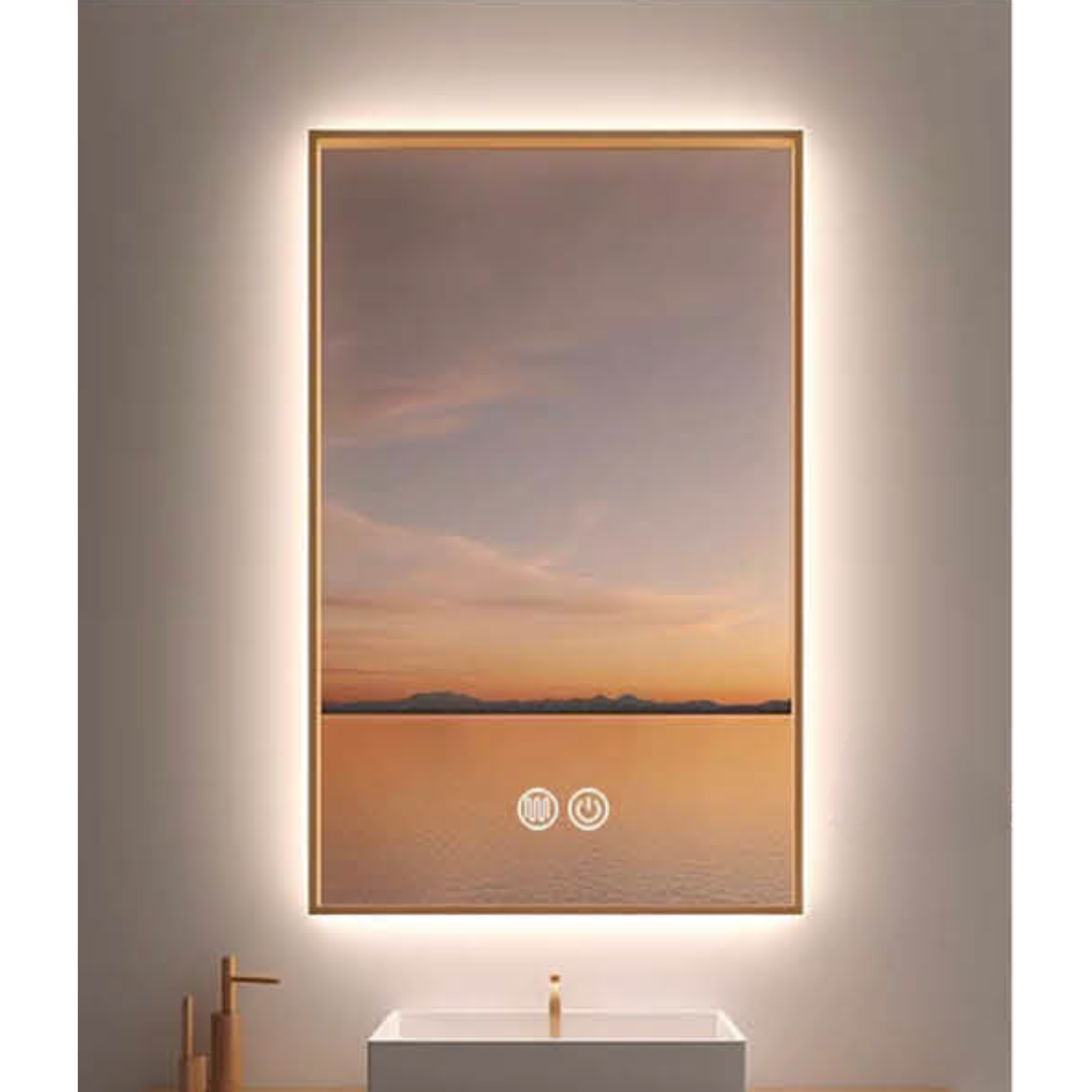 LED Anti-Fog Square Matt Black Frame Bathroom Mirror 30"x32"