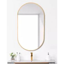 Oval Bathroom Mirror with Gold Metal Track Frame 24"x32"