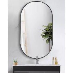 Oval Bathroom Mirror with Black Metal Track Frame 24"x32"