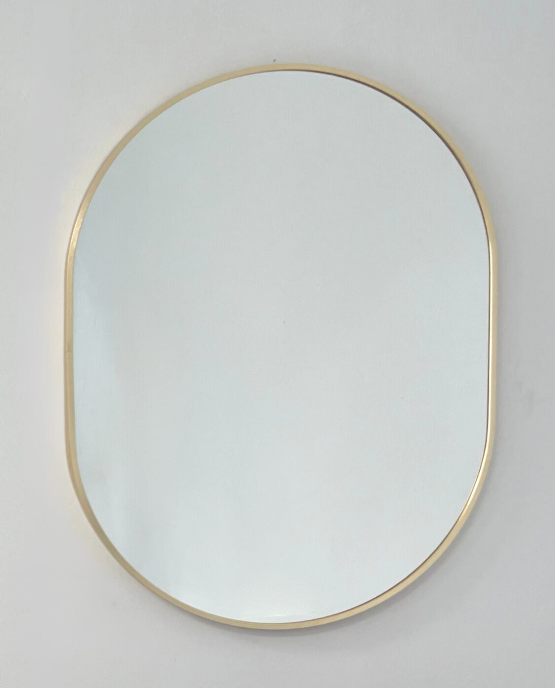 24" Bathroom On-Wall Oval Frame Brass Mirror 