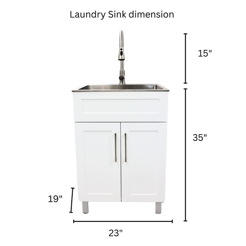 single sink laundry cabinet with faucet