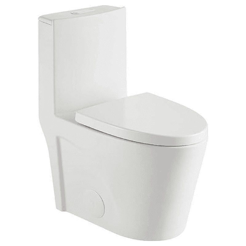 Dual-Flush Elongated One Piece Toilet Bowl - Soft Close Seat with High Efficiency Dual Flush in White - Hbdepot