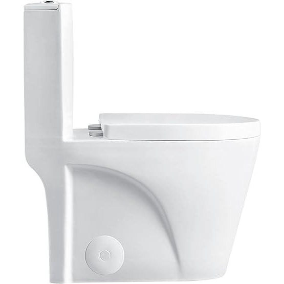 Dual-Flush Elongated One Piece Toilet Bowl - Soft Close Seat with High Efficiency Dual Flush in White - Hbdepot