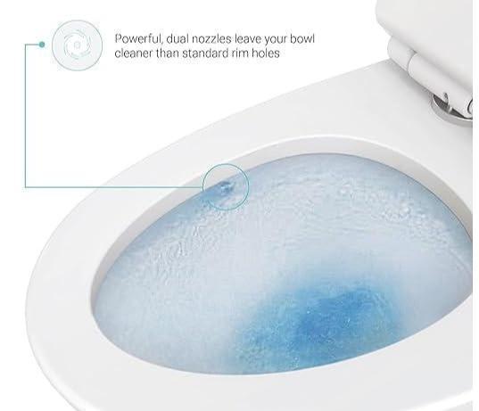 Dual-Flush Elongated One Piece Toilet Bowl - Soft Close Seat with High Efficiency Dual Flush in White - Hbdepot