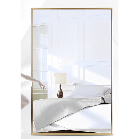 Rectangular Bathroom Mirror with Gold Metal Frame